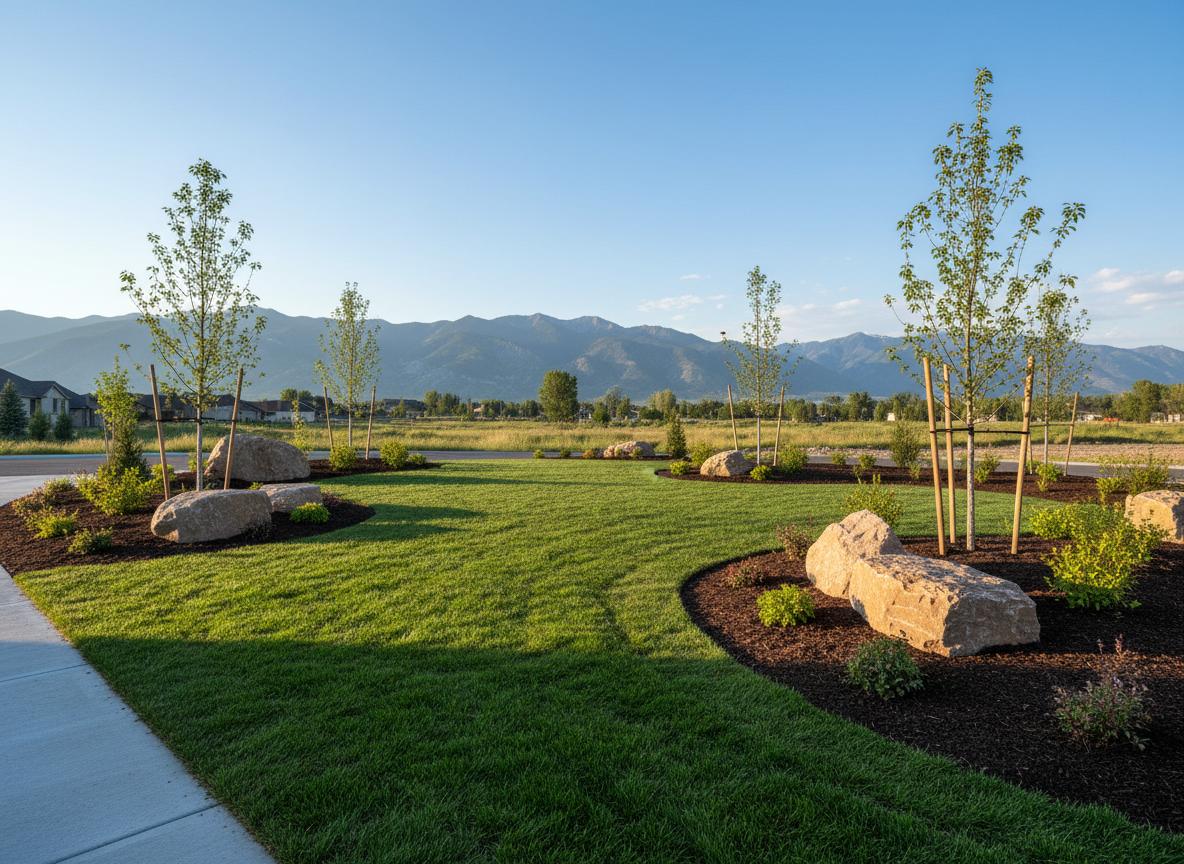 Finished new-build landscape in Logan, Utah